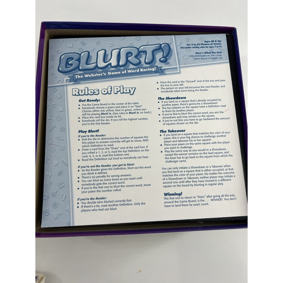 Blurt! Board Game The Webster's Game of Word Racing Includes Junior Version Fun - Picture 5 of 8